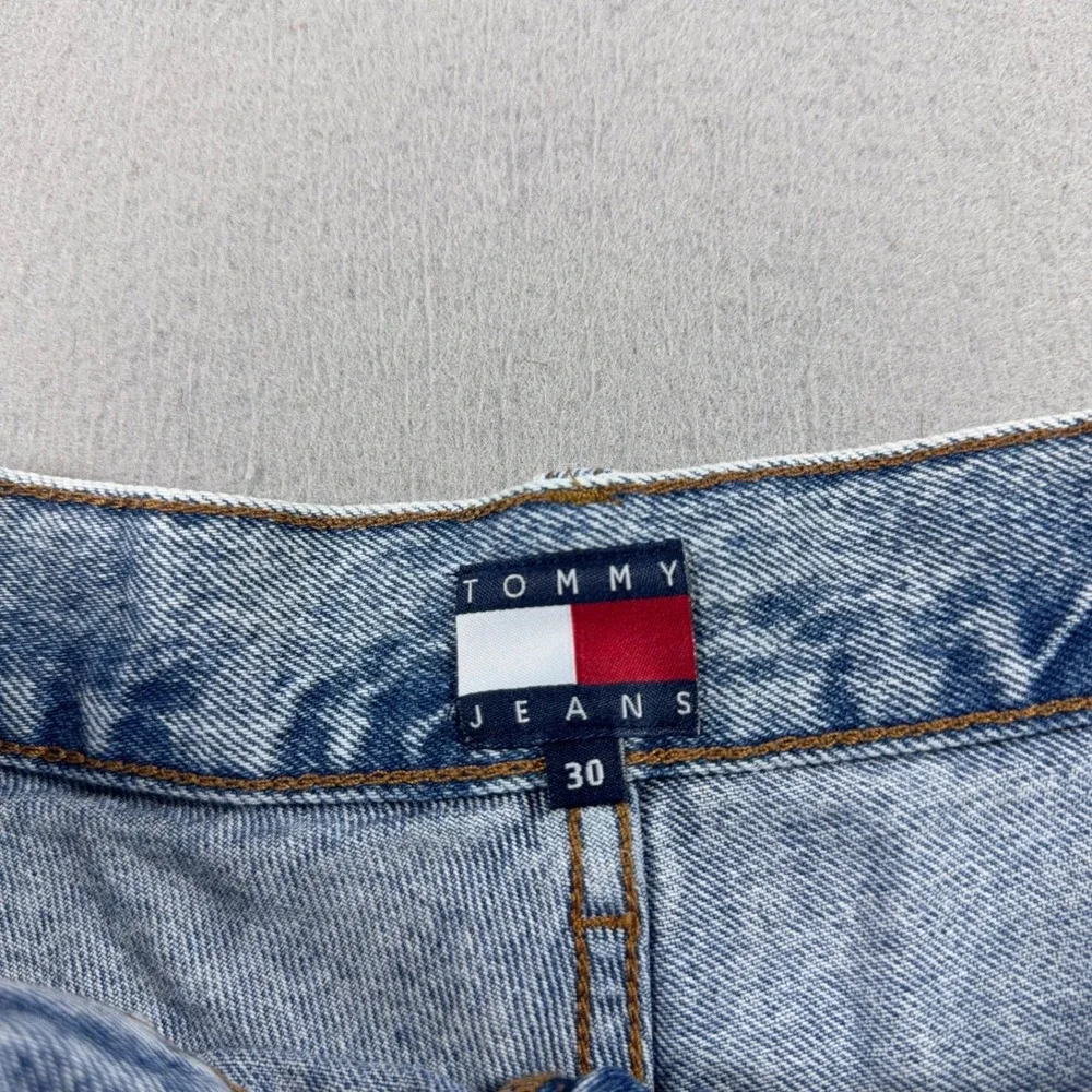 Vintage Tommy Jeans Denim Shorts Women 30 High Rise Raw Hem Acid Wash Light Blue - Picture 6 of 11
